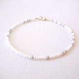 White bracelet, seed bead bracelet, ankle bracelet,plus size bracelet,friendship bracelet,minimalist,beaded bracelet,anklet,flower girl