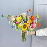 Wildflower Bridal Bouquet, Colorful Wedding Bouquet, Boho Flower Bouquet,  Design in Sunflowers, Daisies, Dahlia and Ranunculus