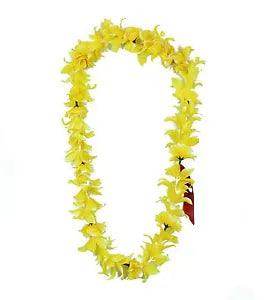 Hawaiian Lei Party Luau Floral Leilani Carnation Silk Dance Flower Yellow