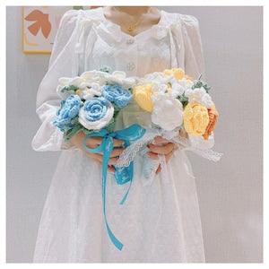 Hand Knit Wedding Bouquet | Classic Bridal Bouquet | Crochet Wedding Bouquet | Crochet Rose Bouquet for Wedding