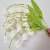 Lily of the valley bouquet plant decor,crochet flower bell orchid in bloom art,White floral ornament,felt orchid planter,gifts for teacher