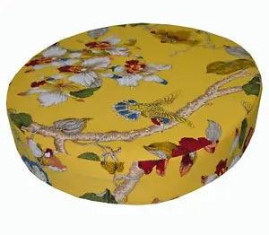 ai04r Lily Red Blue Green Pink Off White on Yellow Cotton 3D Round Cushion Cover