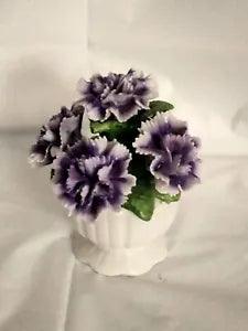 Beautiful Vintage Coalport Porcelain Bone China Purple & White Carnations