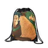 Orange tabby cat looking into mirror Drawstring Bag.
