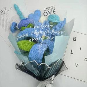 crochet flower bouquet pattern free,blue lily bouquet,flower bouquet,flower bouquet crochet,Home decoration,Feminine gift