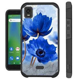 FUSION Case For Cricket Vision Plus 2022 Hybrid Phone Cover BLUE PEONY FLOWER