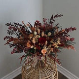 Jewel Tone Dried Flower Bridal Bouquet Burgundy Bridal Bouquet Boho Deep Red Wedding Flowers Preserved Roses Moody Wedding Flowers