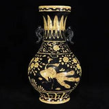 11" Antique Porcelain Ming dynasty jiajing mark wucai peacock peony flower Vase