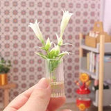 2PCS  1:6 Dollhouse Miniatures Glass Vase Lily Flowers Bottle Modern Accessories