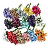 Artificial Stamen Flowers Small Fake Leaves Scrapbook Crafts Decoration 12pcs Se