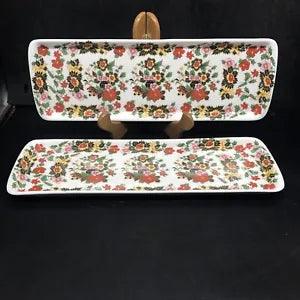 Set of 2  Serving Trays Custom Decorated Chinese Peony 15???x5???