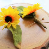 Yellow Sunflower Boutonniere with Green Leaf
