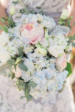 Blue & White Bouquet with Pink Peonies Flower Delivery