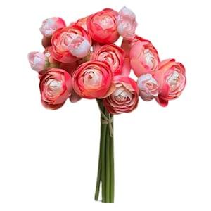 Pink Ranunculus Artificial Ranunculus Bouquet for Wedding Decor and Bridal Bouquet. Flower Arrangement Supplies for Wreath Making