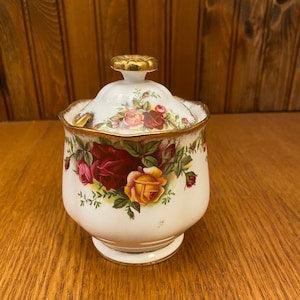 Royal Albert Old Country Roses Covered Jam Jar, Jelly Pot