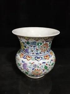 6.1" Old China Porcelain qing dynasty qianlong mark doucai peony flower Jar pot
