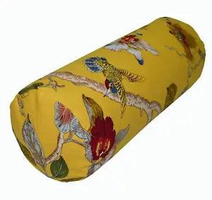 ai04g Lily Red Blue Green Pink Off White on Yellow Bolster Yoga Cushion Cover