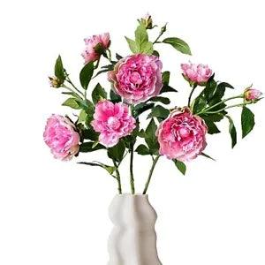 2Pcs Dark Pink Artificial Peonies Flowers,28???? Real Touch Long 2pcs Peony Pink