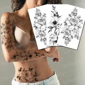 1sheet Peony Flower Waterproof Tattoos Rose Blossom Temporary Tattoo Body Art De