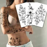 1sheet Peony Flower Waterproof Tattoos Rose Blossom Temporary Tattoo Body Art De