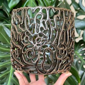 Large Black Brown Blue Ceramic Orchid Planter Pot with Holes