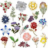Rhinestone Crystal Flower Plants Bridal Bouquet Enamel Brooch Pin Party Women