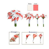 Build your wedding package-calla lily keepsake bouquets corsage boutonnieres-Coral white with baby breath