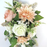 Wedding Bouquet, 17 Piece Bridal Cascade Bouquet set Cream PEACH BLUSH Coral Wedding silk Flower bouquet Bridesmaid package "RosesandDreams"