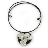 Sea Shell Calla Lily Floral Pendant Flex Wire Choker Necklace - Adjustable