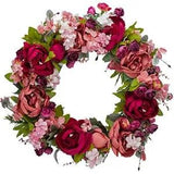 Peony Flower Wreath for Front Door 18 inch Artificial Vintage Valentine's Day