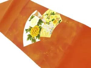 6419176: JAPANESE KIMONO / VINTAGE NAGOYA OBI / WOVNE PEONY & FLOWERS