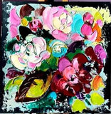 NEW LISTINGOil Painting ORIGINAL Flower Botanical Art Peonies Textured Floral Silver Leaf