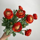 Faux Ranunculus Flower Stem - High Quality Artificial Floral / Wedding / Home Decoration / Gifts / DIY / Orange