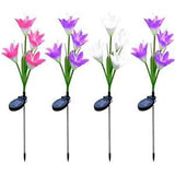 Beautiful Solar Lily Flower Lights Set of 4 Waterproof Garden Path Lights