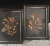 Vintage Framed Dried Flowers Picture Signed Eva  5x7 Set Of 2 Great Condition