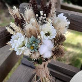 Rustic boho Bridal bouquet, Dried daisy bouquet, Taupe tan ivory neutral bouquet, Fall wedding bouquet, White and Ivory Bouquet