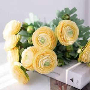 Artificial Ranunculus Stem with Foliage, Quality Peony and Bud, Wedding Party Flower Decor, Home Floral Arrangement, Party Bouquet Material