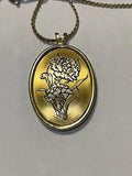 Vintage 24k Vermeil REED & BARTON Damascene January Carnation Flower Pendant