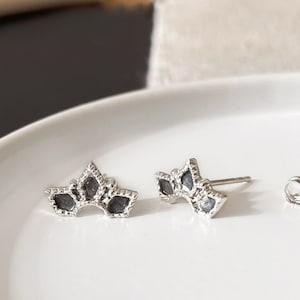 Crown earrings, sterling silver boho stud earrings, queen princess crown silver earring, helix earring, cartilage stud, delicate  studs