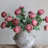 19" Dusty Pink Artificial Ranunculus Corms, Real Touch Artificial Flowers, Home Decor/Wedding bouquet/Gift/Kitchen Decoration