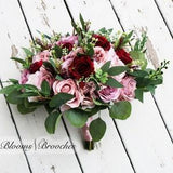 Wine Blush and Dusty Rose  Boho Wedding Bouquets, Faux  Bridal Bouquet and  Bridesmaids bouquets, Burgundy  Flowers for Weddings, Silk