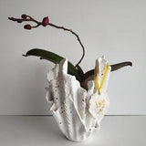 Personalized contemporary vase. White orchid planter. Large handmade ceramic vase.