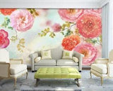 3D Pink Peony Flower G13685 Wallpaper Wall Murals Removable Self-adhesive Honey