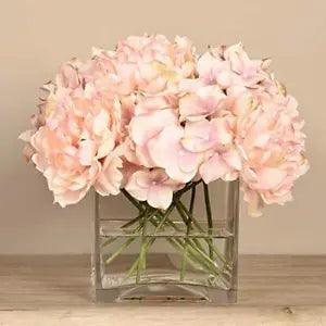 Artificial Glass Potted Hydrangea Peony Flower Arrangement, Trendy Luxury Pink