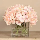 Artificial Glass Potted Hydrangea Peony Flower Arrangement, Trendy Luxury Pink