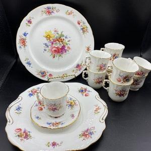 Hammersley Bone China Roses Floral Bouquet Designed F Howard Pattern,  Hammersley Bone China Floral Bouquet Lot 18pc (ING)