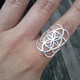 Seed of life ring in sterling silver - sacred geometry - flower of life ring - silver ring - high quality - valentine's day gift