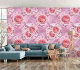 3D Pink Peony Flowers K7476 Wallpaper Mural Self-adhesive Removable Sticker Luna