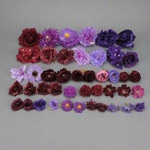 44Pcs Artificial Flowers Combo Set/4-13cm Rose Peony Flowers Head Silk Flowers/Bulk Fake flowers for Handmade DIY Wedding Home Decoration