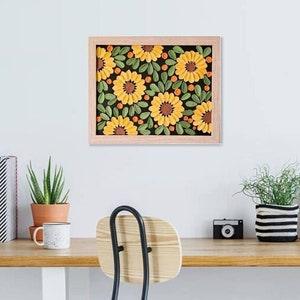 Sunflower Floral Textured Art